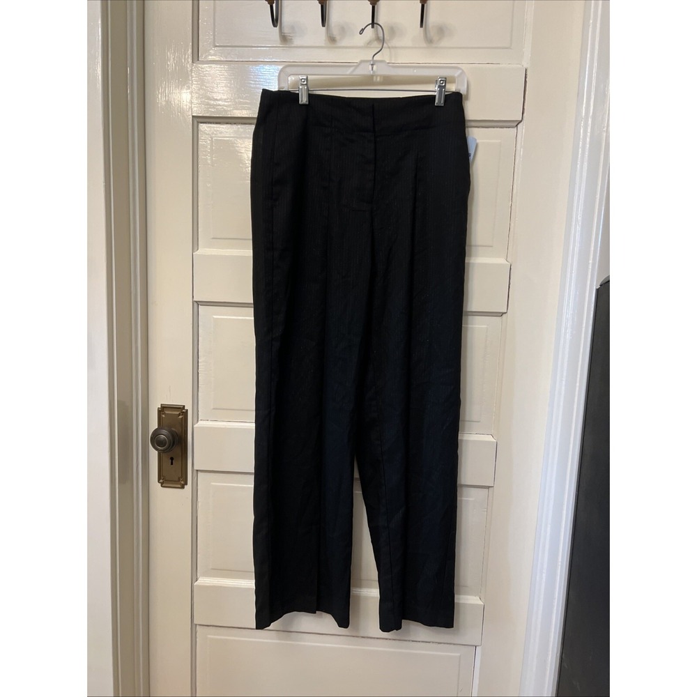 New With Tag Liz Claiborne Women Size 6 Black Pinstripe Stretch Dress Pants New